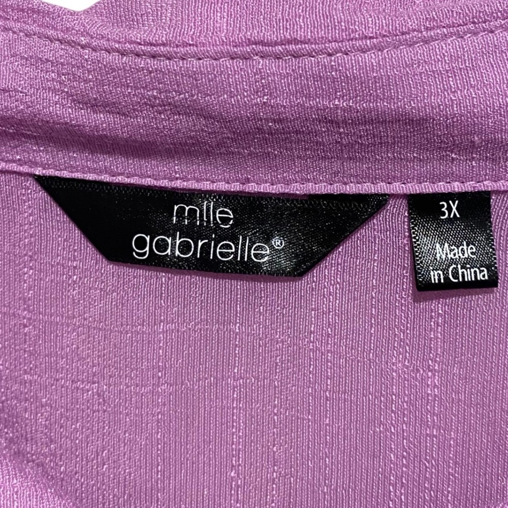 Mlle Gabrielle Womens 3X Lavender Purple Ruffle Sleeve Button Front Shirt Dress - Picture 3 of 11